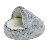 Maxbell Maxbell Semi Enclosed Cat Bed Non Slip Soft Sleeping Nest Winter Warm for Puppy Dogs grey