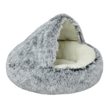 Maxbell Maxbell Semi Enclosed Cat Bed Non Slip Soft Sleeping Nest Winter Warm for Puppy Dogs grey