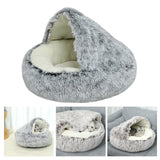 Maxbell Maxbell Semi Enclosed Cat Bed Non Slip Soft Sleeping Nest Winter Warm for Puppy Dogs grey