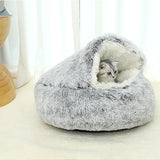 Maxbell Maxbell Semi Enclosed Cat Bed Non Slip Soft Sleeping Nest Winter Warm for Puppy Dogs grey