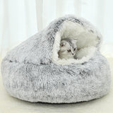 Maxbell Maxbell Semi Enclosed Cat Bed Non Slip Soft Sleeping Nest Winter Warm for Puppy Dogs grey