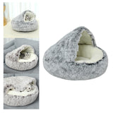 Maxbell Maxbell Semi Enclosed Cat Bed Non Slip Soft Sleeping Nest Winter Warm for Puppy Dogs grey