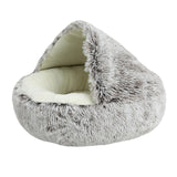 Maxbell Maxbell Semi Enclosed Cat Bed Non Slip Soft Sleeping Nest Winter Warm for Puppy Dogs coffee