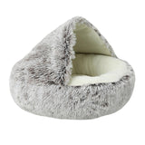 Maxbell Maxbell Semi Enclosed Cat Bed Non Slip Soft Sleeping Nest Winter Warm for Puppy Dogs coffee