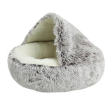 Maxbell Maxbell Semi Enclosed Cat Bed Non Slip Soft Sleeping Nest Winter Warm for Puppy Dogs coffee