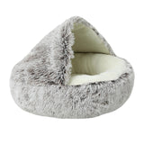 Maxbell Maxbell Semi Enclosed Cat Bed Non Slip Soft Sleeping Nest Winter Warm for Puppy Dogs coffee