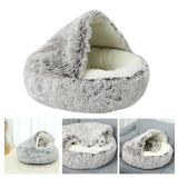 Maxbell Maxbell Semi Enclosed Cat Bed Non Slip Soft Sleeping Nest Winter Warm for Puppy Dogs coffee