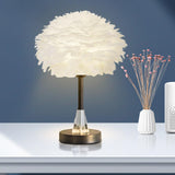 Maxbell Maxbell Modern Feather Shade Table Lamp E27 Atmosphere Light for Wedding Decoration Round Base