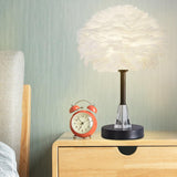 Maxbell Maxbell Modern Feather Shade Table Lamp E27 Atmosphere Light for Wedding Decoration Round Base