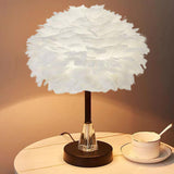 Maxbell Maxbell Feather Shade Table Lamp E27 Bedside Lamps Atmosphere Light for Wedding Round Base