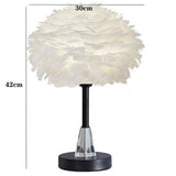 Maxbell Maxbell Feather Shade Table Lamp E27 Bedside Lamps Atmosphere Light for Wedding Round Base