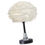 Maxbell Maxbell Feather Shade Table Lamp E27 Bedside Lamps Atmosphere Light for Wedding Round Base