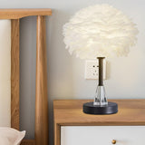 Maxbell Maxbell Feather Shade Table Lamp E27 Bedside Lamps Atmosphere Light for Wedding Round Base