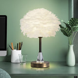 Maxbell Maxbell Feather Shade Table Lamp E27 Bedside Lamps Atmosphere Light for Wedding Round Base
