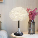 Maxbell Maxbell Feather Shade Table Lamp E27 Bedside Lamps Atmosphere Light for Wedding Round Base