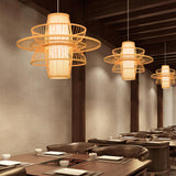 Maxbell Handwoven Bamboo Lamp Shade Pendant Light Cover for Bedroom Teahouse Kitchen