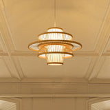 Maxbell Handwoven Bamboo Lamp Shade Pendant Light Cover for Bedroom Teahouse Kitchen