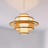 Maxbell Handwoven Bamboo Lamp Shade Pendant Light Cover for Bedroom Teahouse Kitchen