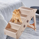 Maxbell Dog Stairs Steps Ladder Pet Non Slip Platform Cat Ramp for Soft Bed Couch Beige