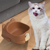 Maxbell Cat Bowl with Non Slip Mat Feeding Wide Easily Clean for Cats Small Dogs Brown