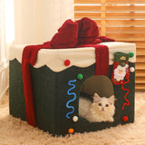 Maxbell Christmas Cat House Cave Hut Mat Tent Nest Cushion Winter Warm Anti Slip
