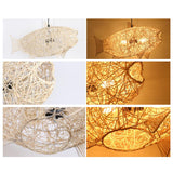 Maxbell Fish Shaped Lantern Woven Rattan Pendant Light for Restaurant Kitchen Island StyleB