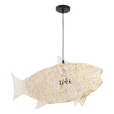 Maxbell Fish Shaped Lantern Woven Rattan Pendant Light for Restaurant Kitchen Island StyleB