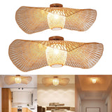 Maxbell Bamboo Ceiling Light Fixture Lamp E27 Base Rustic for Passway Living Room 65cm