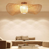 Maxbell Bamboo Ceiling Light Fixture Lamp E27 Base Rustic for Passway Living Room 65cm