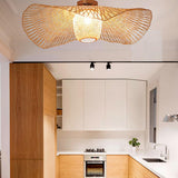 Maxbell Bamboo Ceiling Light Fixture Lamp E27 Base Rustic for Passway Living Room 75cm