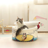 Maxbell Cave House Tent Mat with Lid with Cushioned Pillow Cat Beds for Indoor Cats White