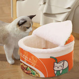 Maxbell Cave House Tent Mat with Lid with Cushioned Pillow Cat Beds for Indoor Cats Orange