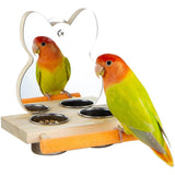 Maxbell Bird Water Cups with Perch Parrot Mirror Toys for Cockatiels Finches Macaws