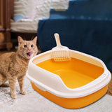 Maxbell Open Box Toilet Pet Container Bedpan with Kitten Yellow