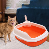 Maxbell Open Box Toilet Pet Container Bedpan with Kitten Orange