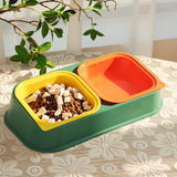 Maxbell Pet Bowl Food and Water Feeder with Stand Detachable for Pet Supplies Cats Green