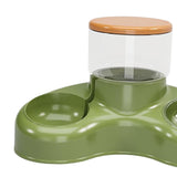 Maxbell Automatic Pet Feeder and Waterer Water Fountain Tilted Cat Food Dishes Bowls Green