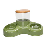 Maxbell Automatic Pet Feeder and Waterer Water Fountain Tilted Cat Food Dishes Bowls Green
