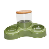 Maxbell Automatic Pet Feeder and Waterer Water Fountain Tilted Cat Food Dishes Bowls Green