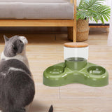 Maxbell Automatic Pet Feeder and Waterer Water Fountain Tilted Cat Food Dishes Bowls Green