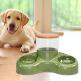 Maxbell Automatic Pet Feeder and Waterer Water Fountain Tilted Cat Food Dishes Bowls Green