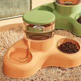 Maxbell Automatic Pet Feeder and Waterer Water Fountain Tilted Cat Food Dishes Bowls Orange