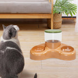 Maxbell Automatic Pet Feeder and Waterer Water Fountain Tilted Cat Food Dishes Bowls Orange
