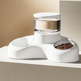 Maxbell Automatic Pet Feeder and Waterer Water Fountain Tilted Cat Food Dishes Bowls White