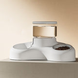 Maxbell Automatic Pet Feeder and Waterer Water Fountain Tilted Cat Food Dishes Bowls White