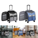 Maxbell 2 in 1 Wheeled Cat Rolling Carrier Backpack Travel Use Comfortable Sturdy Grey