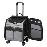 Maxbell 2 in 1 Wheeled Cat Rolling Carrier Backpack Travel Use Comfortable Sturdy Grey