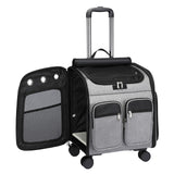 Maxbell 2 in 1 Wheeled Cat Rolling Carrier Backpack Travel Use Comfortable Sturdy Grey