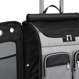 Maxbell 2 in 1 Wheeled Cat Rolling Carrier Backpack Travel Use Comfortable Sturdy Grey