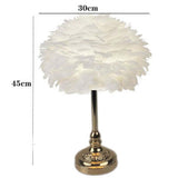 Maxbell LED Feather Table Lamp Desk Light Romantic for Bedside Study Room Bedroom